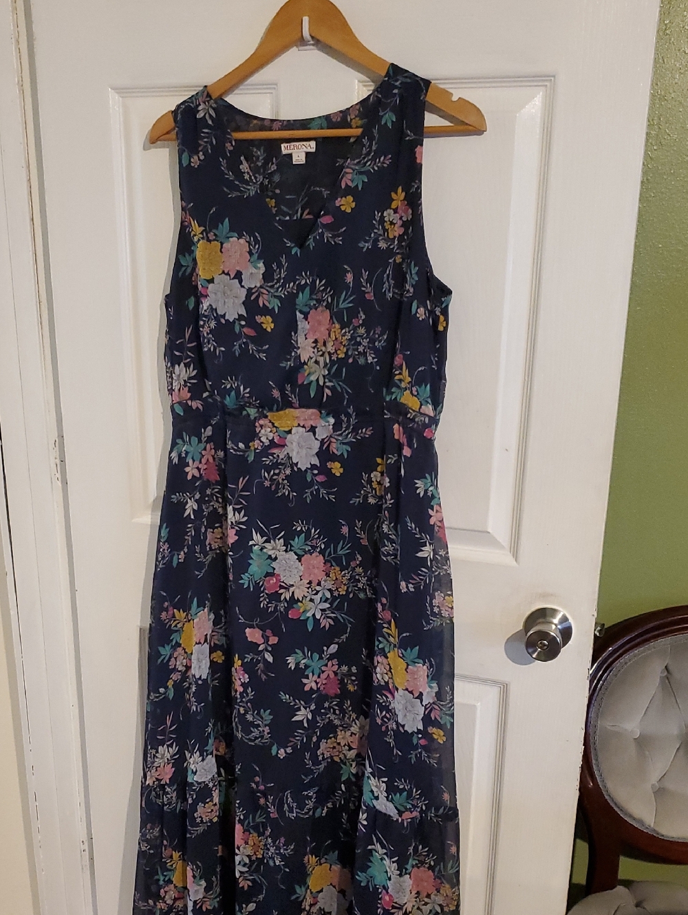 Merona Navy Floral Maxi Dress with Multicolor Blooms